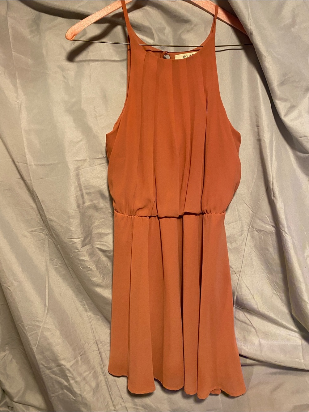 miami Rust Orange Halter Mini Dress